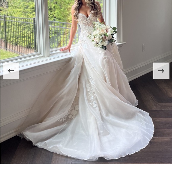 Liz Martinez SS 2023 Maria Wedding dress. A line Silk organza with 3D appliqué. - Picture 11 of 11